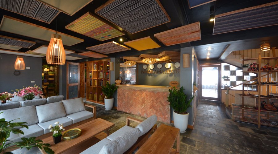 The hotel lobby