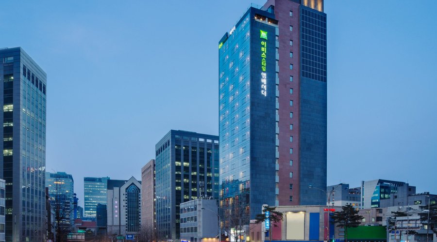This is photo from outside that is ibis Ambassador Seoul Myeong Dong. It is good location.