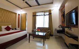 Hotel Krishna in New Delhi, image may contain: Monitor, Screen, Computer Hardware, TV