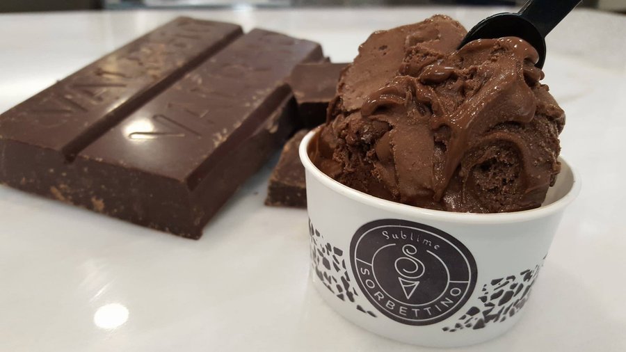our valrhona chocolate sorbet, guanaja...