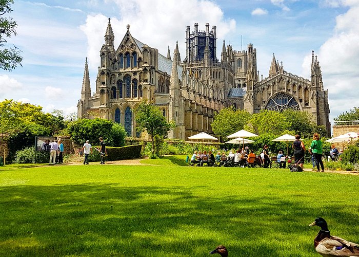 Ely Cathedral from the Almonry Restaurant gardens.