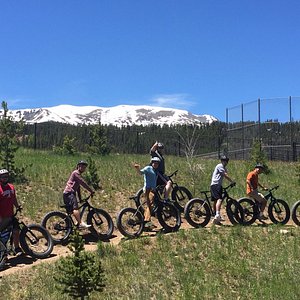 La donna e la sua bici grasso, Breckenridge, Colorado Foto stock