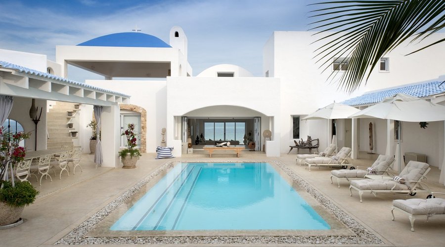 The tranquil pool courtyard at the main villa.