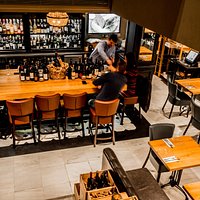 Main floor with bar view.