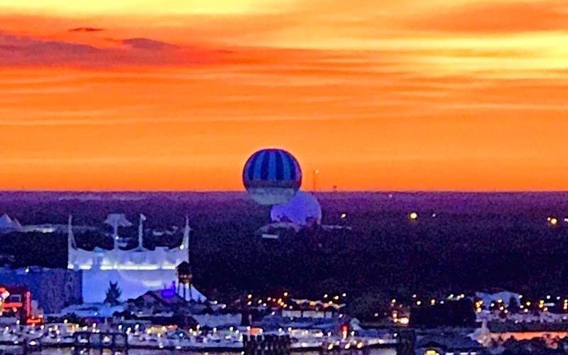 Sunset over Epcot from our Deluxe two-bedroom suite