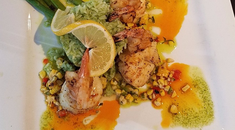 Scallop and Shrimp dish on Cilantro risotto - fab look AND taste.
