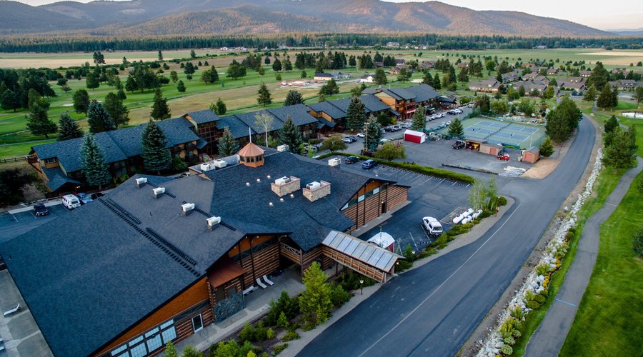Rec Center in foreground, condominiums behind. Rec Center. Area shown is Chatwold and Holiday Lo