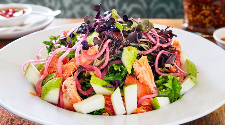 The Ocean Trout and pear salad (with nectarines when in season)