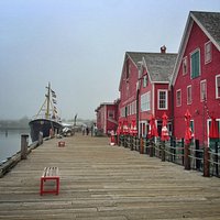 Downtown Lunenburg with coloured houses