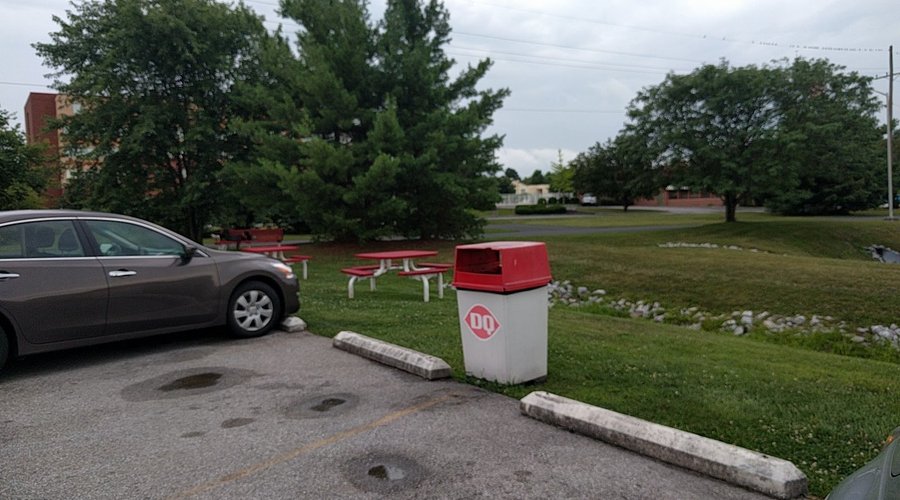 Picnic Tables on Side Parking Lot Area