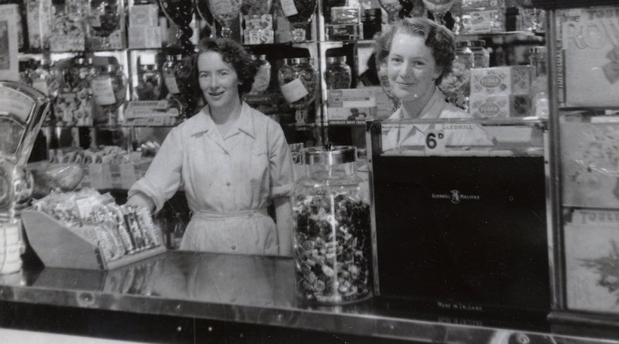 Sisters Rita and Ina Watt working in Giulianotti's in the 1950's.  