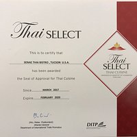 1 of 2 restaurants in AZ with this designation of genuine Thai food!