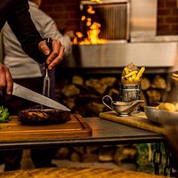 Steak carved