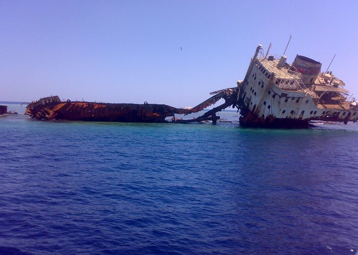 submerged boat