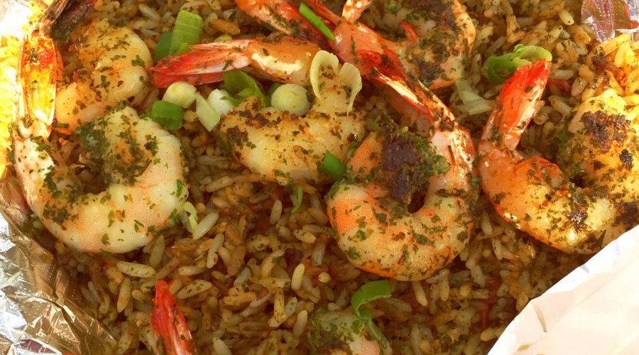 Shrimp over rice