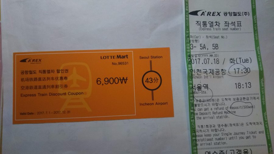 レシート兼乗車票と割引券