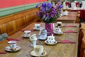 Vintage Tea in the Cafe with flowers from our gardens
