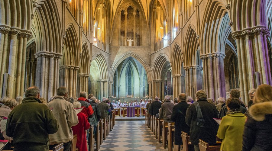 Internal view from West End with congregation