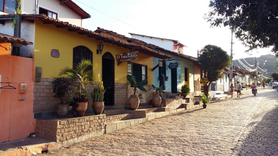 Main street at Capão village with pousada Tatu Feliz