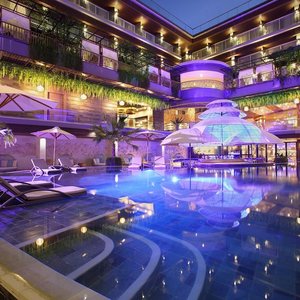 Main Swimming Pool in the evening