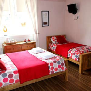 Ensuite Room 5 facing out towards Edinburgh Zoo - 1 double & 1 single bed