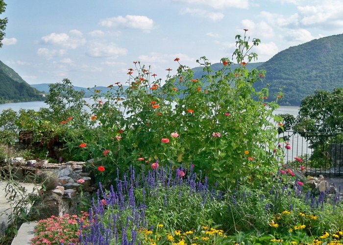 Gardens near house looking south down the Hudson