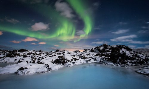Blue Lagoon Iceland northern lights