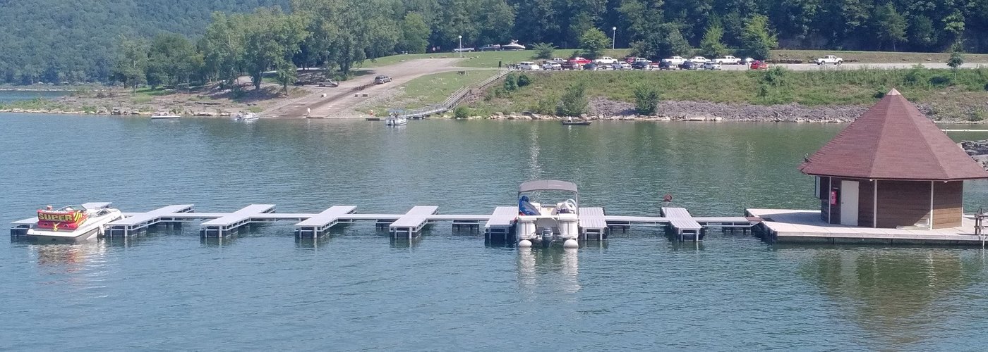 A launching ramp and "courtesy dock" for those who bring their own boat.