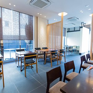 APA Hotel Sugamo Ekimae in Sugamo, image may contain: Cafeteria, Restaurant, Dining Room, Dining Table
