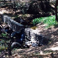A small stream runs through the park and along the trail.