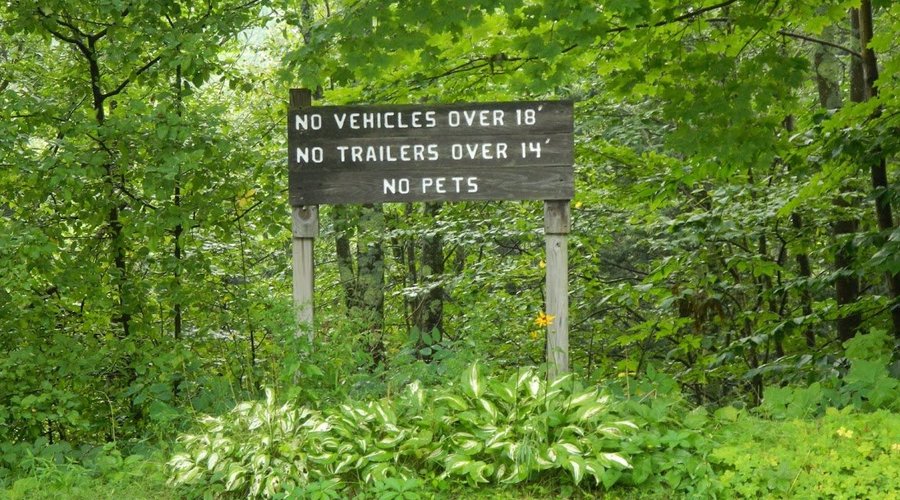 Brewster River Campground not allowed sign