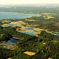 Blick von einem Ballon auf die Osterseen und den Starnberger See