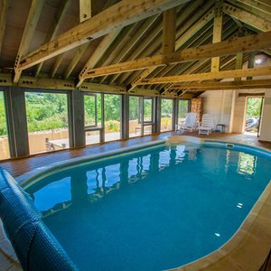 Communal heated indoor pool at Halsbeer Farm
