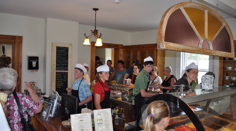 Jenny engaged with customers.