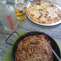 Pizza and noodles
