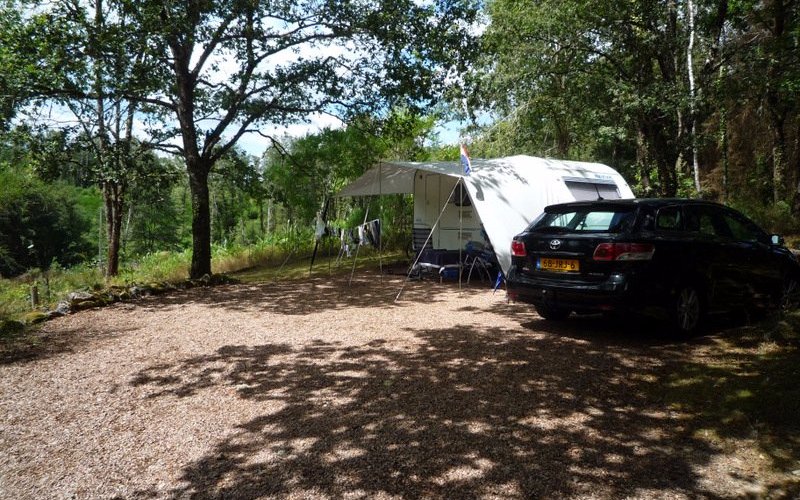 Gravel pitch with caravan