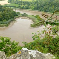 Looking from the quarry towards the reserve and chapel on the banks of the River Wye (top)