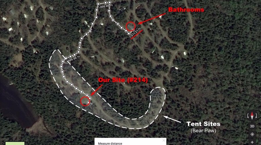 Tenting sites are too far from bathrooms