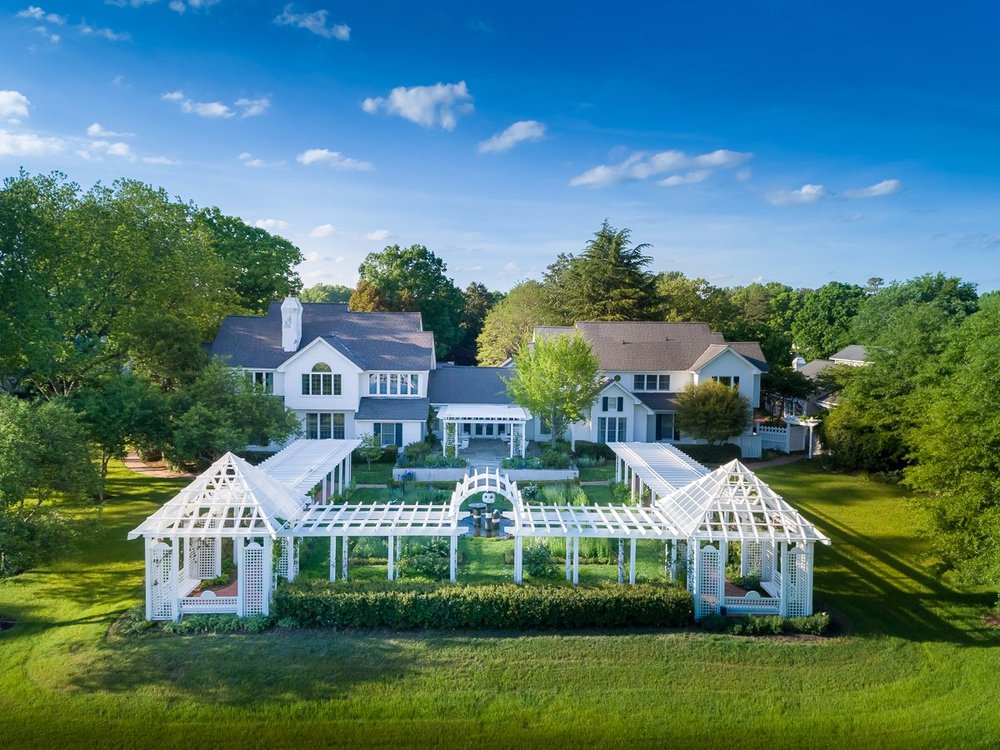 Aerial view of The Fearrington House Inn and Jenny's Garden