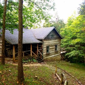 Front of cabin from drive