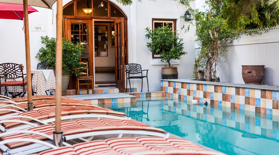 Entrance to the luxury spa at Coopmanhuijs Boutique Hotel.