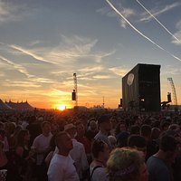 View of crowd from the front of main stage
