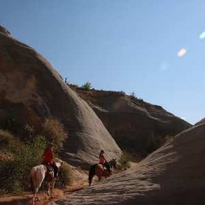Riding through slot canyons