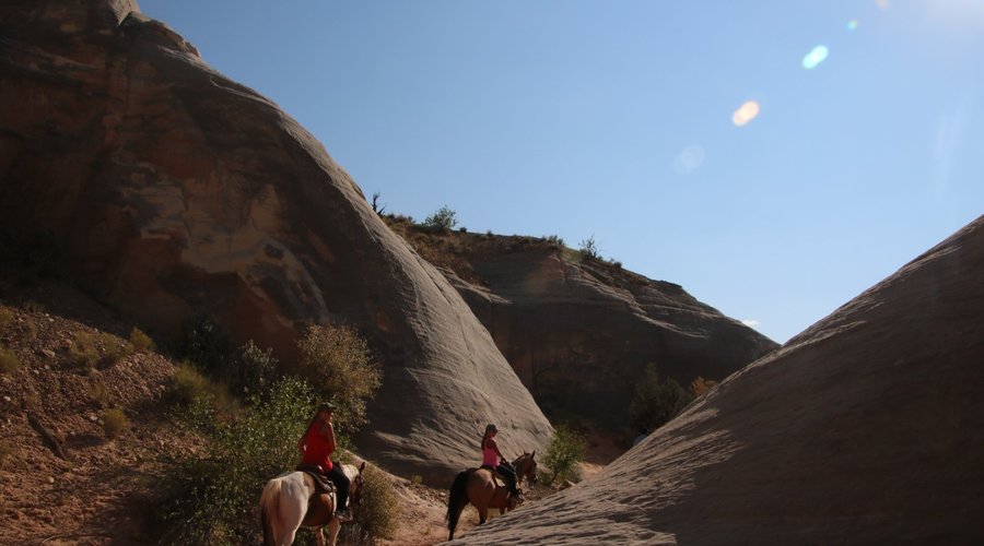 Riding through slot canyons