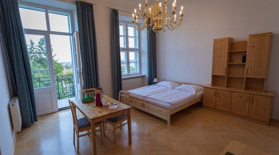 Our room (no 102) was very spacious and had a balcony with nice view to the vineyards