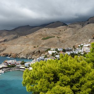 Chora Sfakion with the road to Anopoli and Aradena Gorge