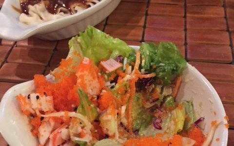 Dumplings and salad