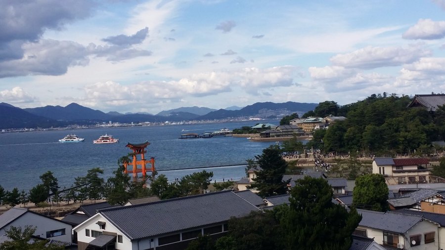お部屋からの眺めです。大鳥居や厳島神社の境内（少し）を見ることが出来ます。