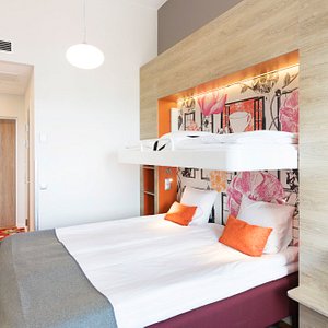 Motel L Alvsjo in Stockholm, image may contain: Interior Design, Dorm Room, Furniture, Bedroom