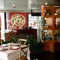 In the main restaurant looking at the staging area and the main entrance.
